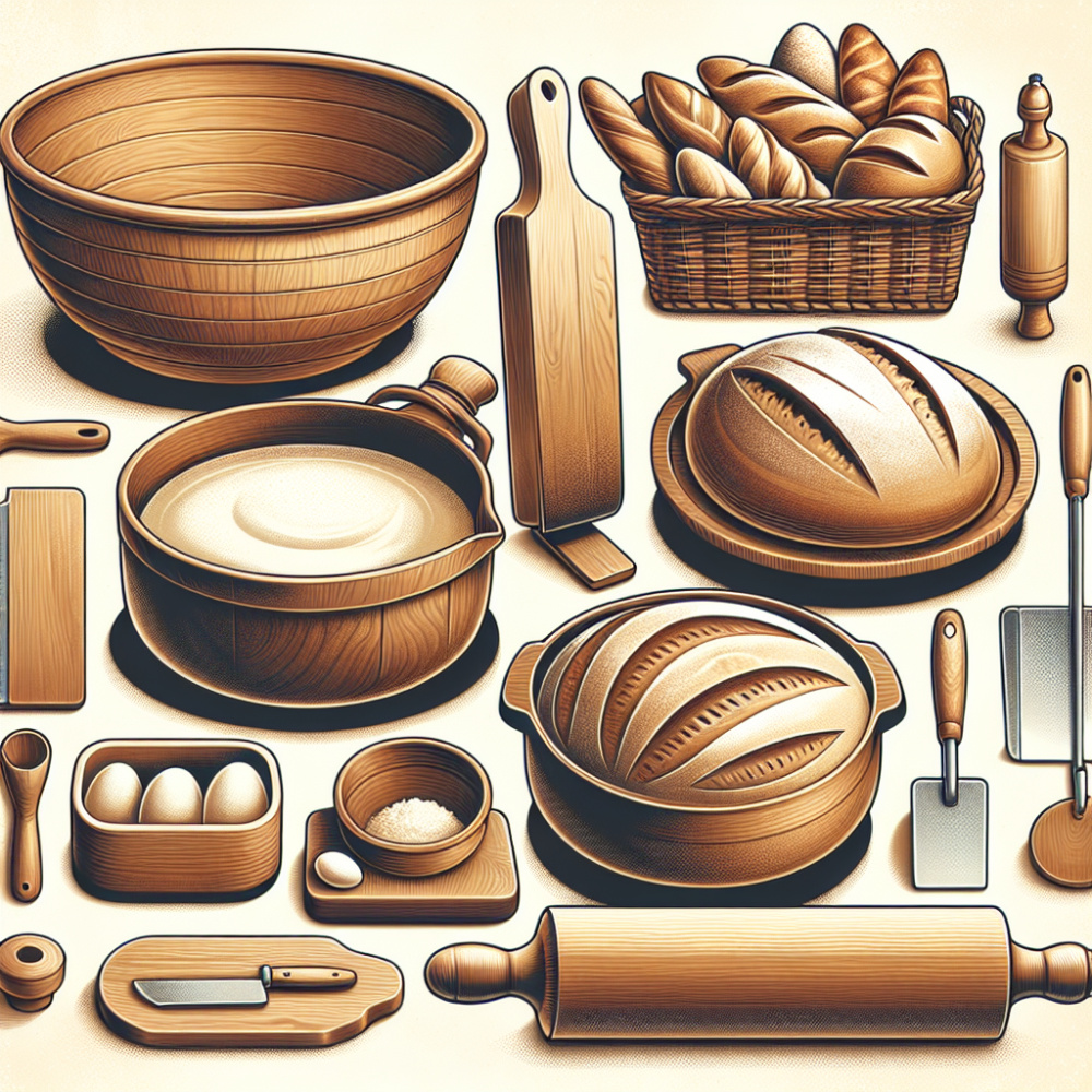 Herramientas de cocina para hacer pan casero.